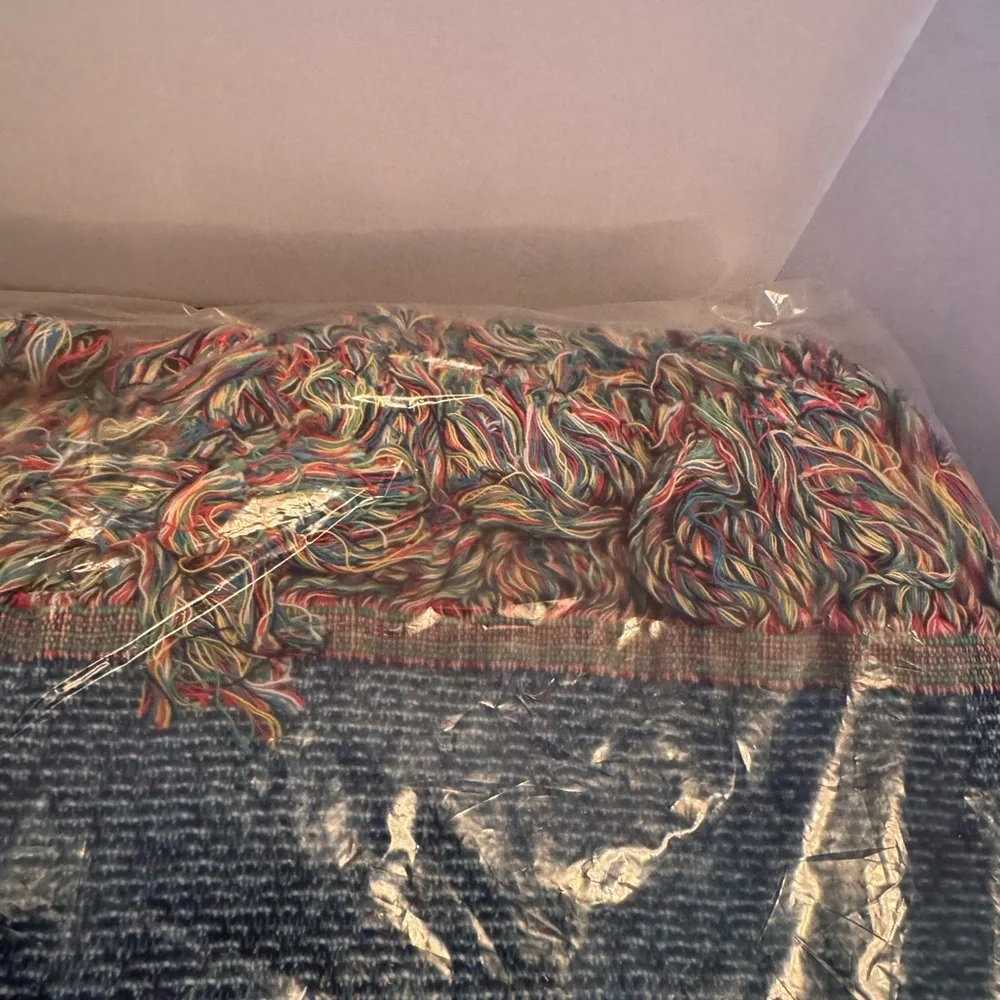 Sally Eckman Roberts‎ Tapestry Throw Blanket Woven Floral And Birds Fringe New